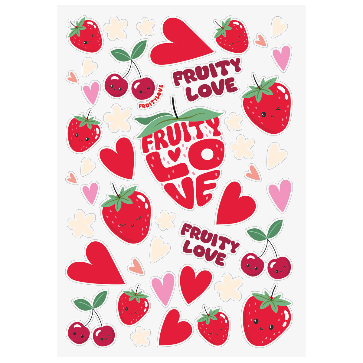 BRUNNEN Ausmalheft · Fruity Love · Rosa-Rot · mit Stickerbogen