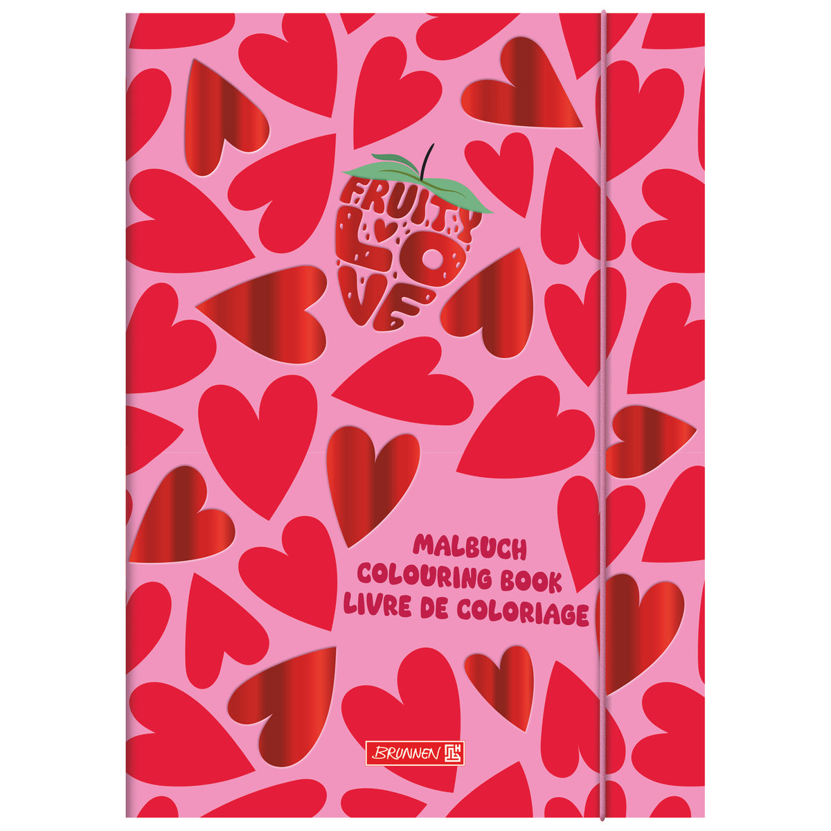 BRUNNEN Ausmalheft · Fruity Love · Rosa-Rot · mit Stickerbogen