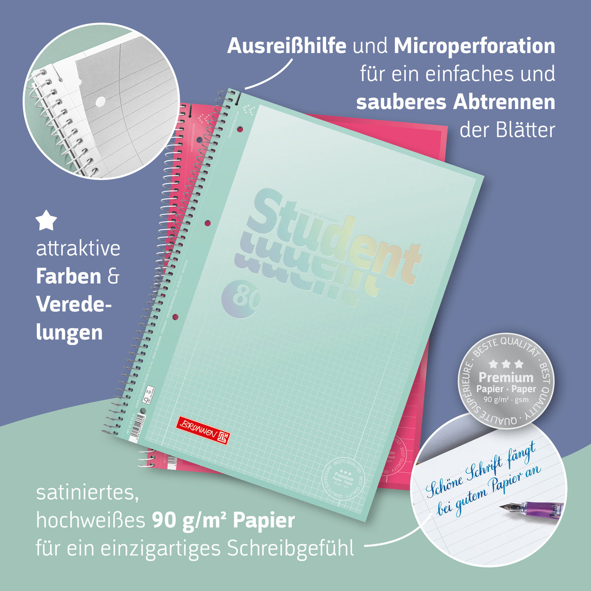BRUNNEN Collegeblock A4 · Fruity Love · Lin. 27 · liniert · Doppelrand