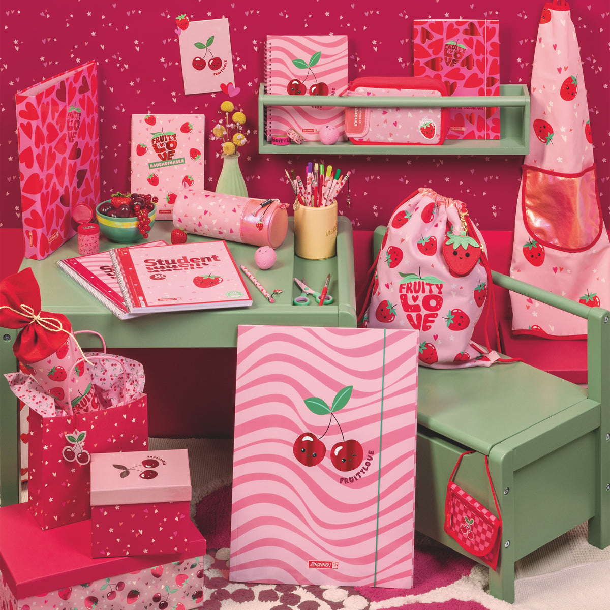 BRUNNEN Sammelmappe A3 · Fruity Love · Rosa-Rot