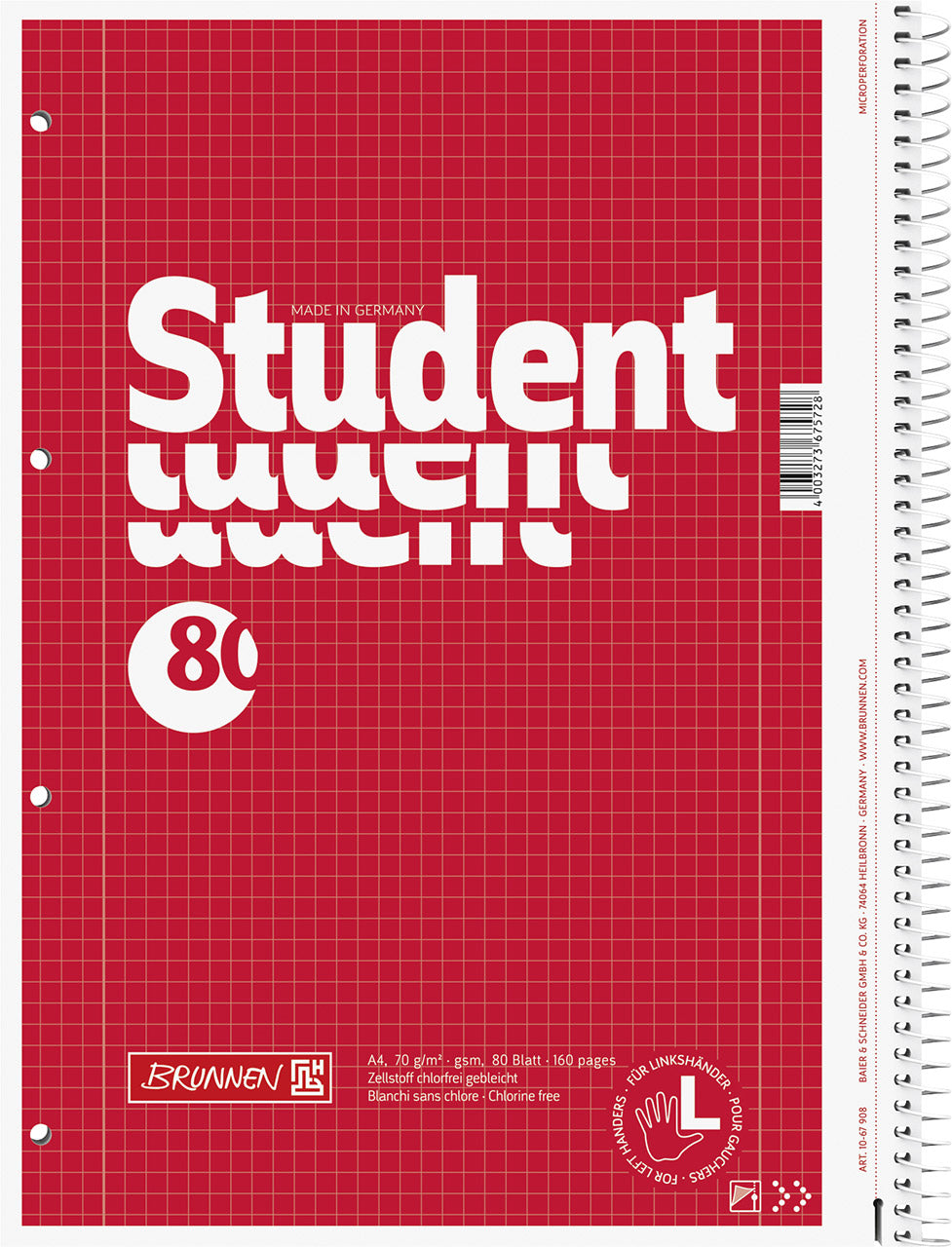 Brunnen - Collegeblock Linkshänder Lin 28 - kariert