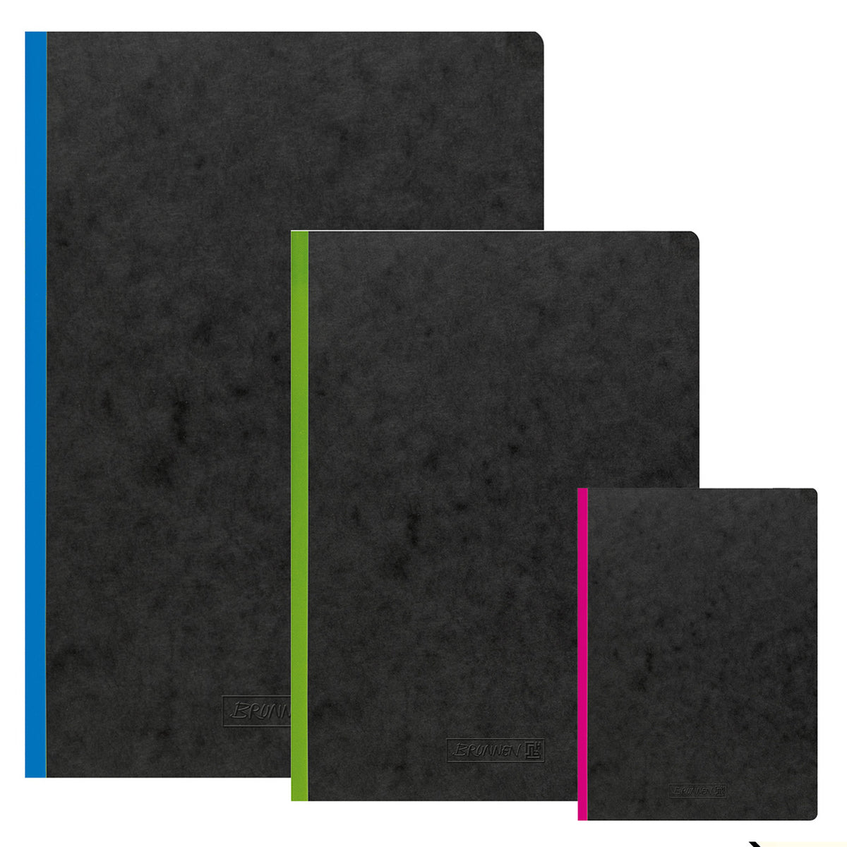 Brunnen-Kladde-FACT-plus-blanko-A4-A5-A6-blau-pink-gruen-lafueliki