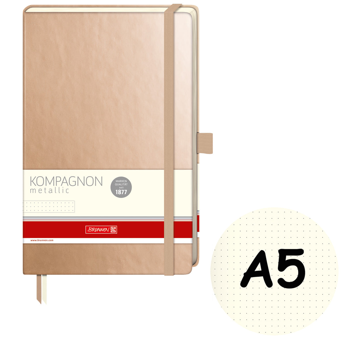 Brunnen-Notizbuch-A5-Kompagnon-Metallic-dotted-gold-kaufen-105554891-lafueliki