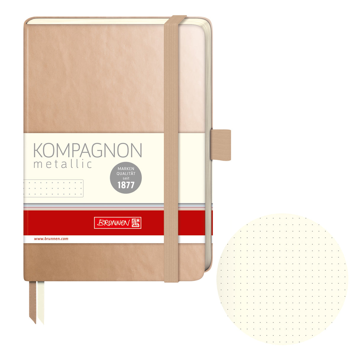 Brunnen-Notizbuch-A6-Kompagnon-Metallic-dotted-gold-105553891-lafueliki