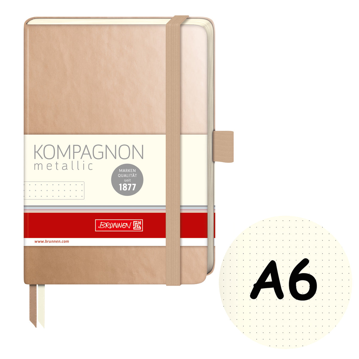 Brunnen-Notizbuch-A6-Kompagnon-Metallic-dotted-gold-kaufen-105553891-lafueliki