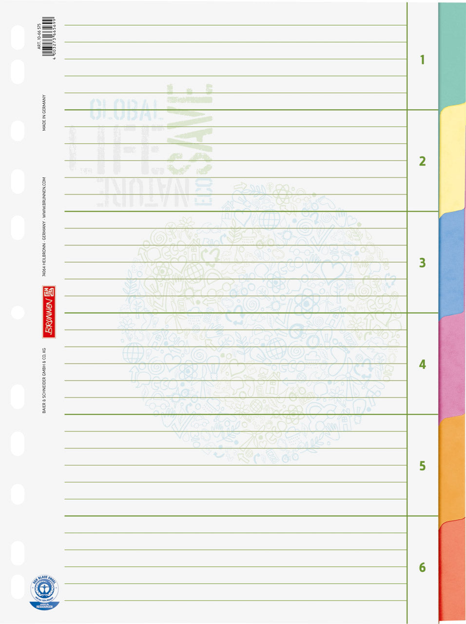 Brunnen-Ringbuchregister-A4-6tlg-6-Farben-Recycling-1066575-lafueliki