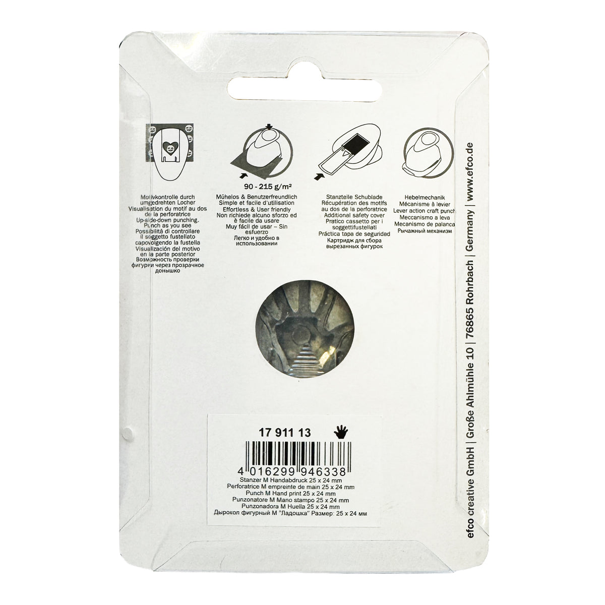 Efco Motivstanzer M · Hand/Handabdruck · 2,4 cm · Hebelmechanik