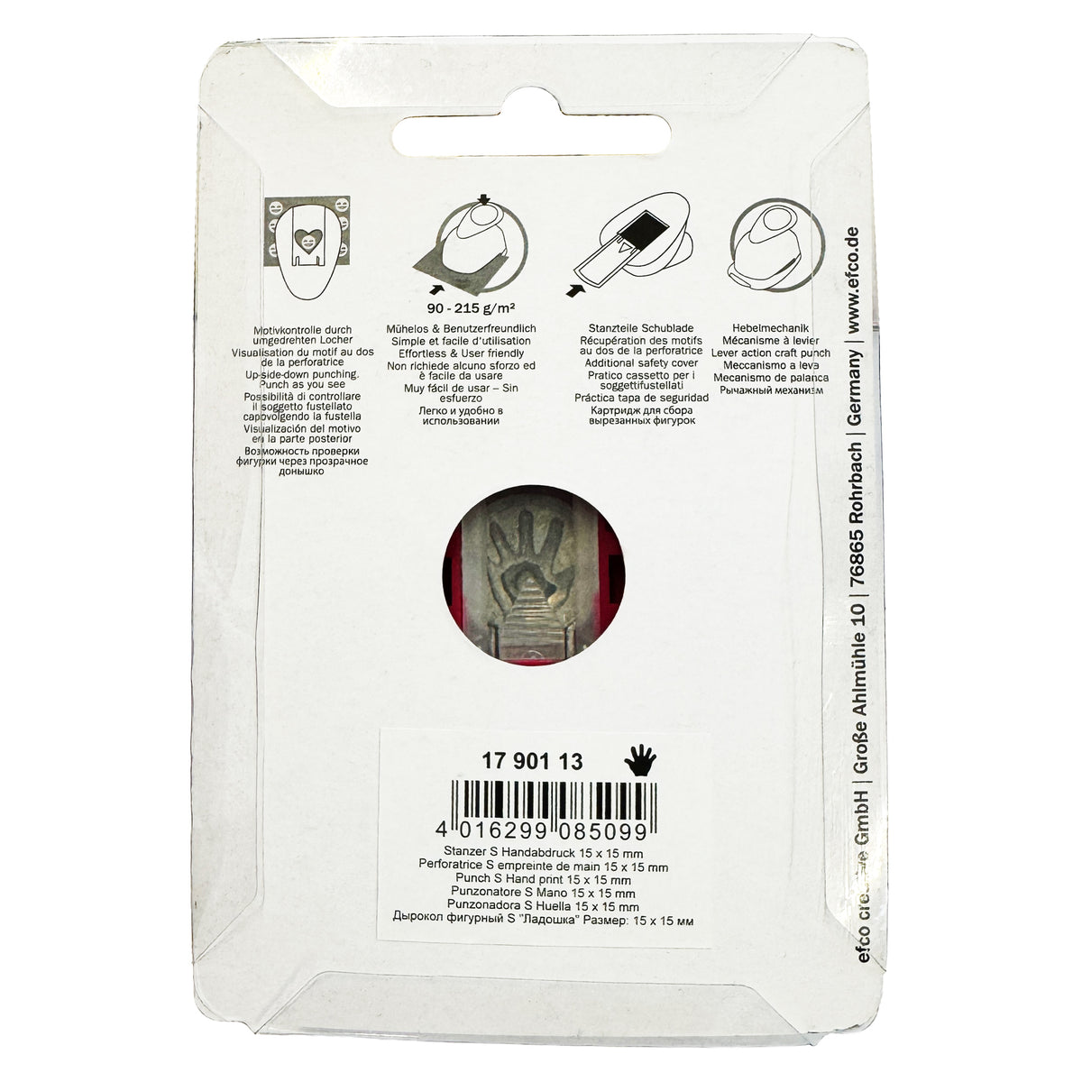 Efco Motivstanzer S · Hand/Handabdruck · 1,5 cm · Hebelmechanik
