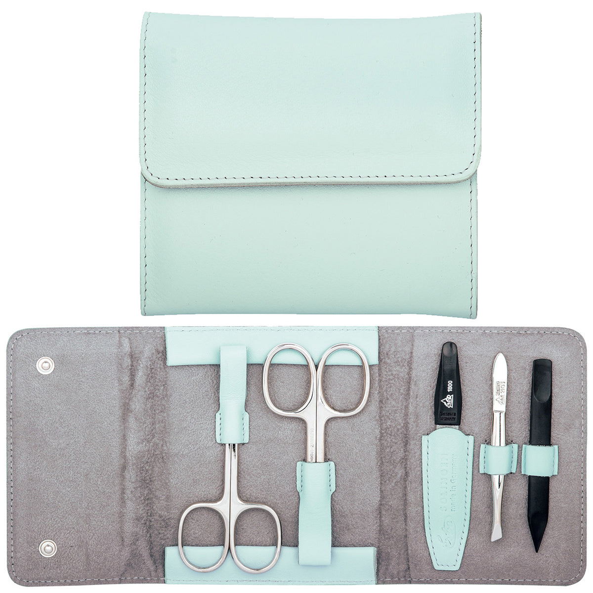 Erbe-Manikuere-Etui-Druckknopf-5-tlg-Linkshaender-Serie-Colour-9674-hellblau-lafueliki