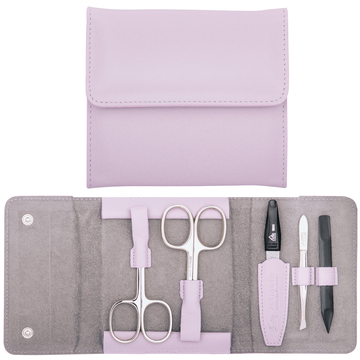 Erbe-Manikuere-Etui-Druckknopf-5-tlg-Linkshaender-Serie-Colour-9677-flieder-lafueliki