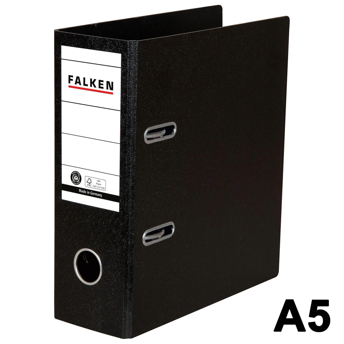 FALKEN Ordner A5 hoch · Hartpappe · Rücken 80 mm · Schwarz