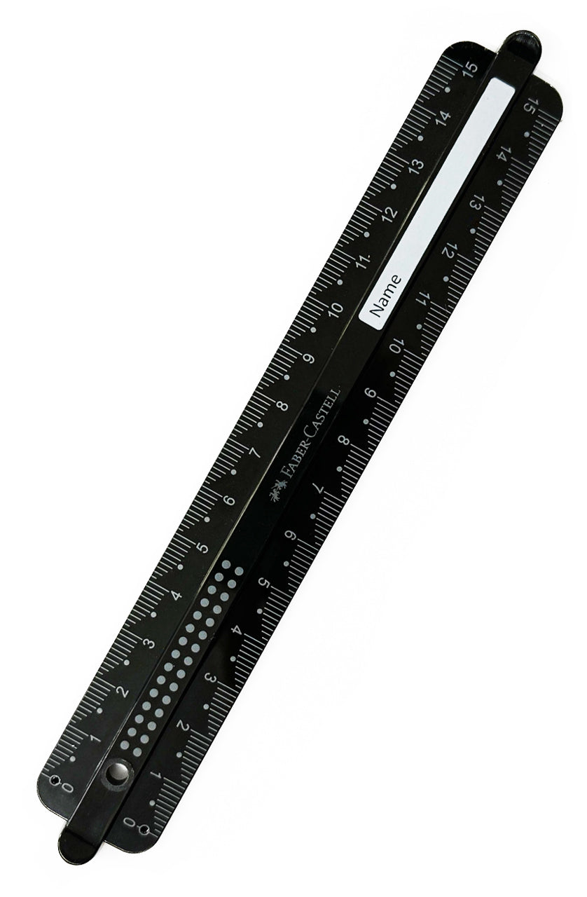 Faber-Castell-Lineal-dots-schwarz-15cm-Lineal-Linkshaender-Rechtshaender-online-kaufen-lafueliki