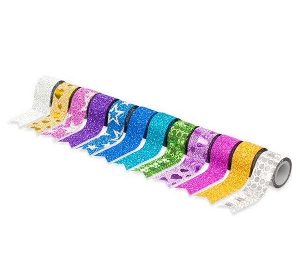 Glitzer-Deko-Tape-Maxirolle-12er-Set-Washi-Tape