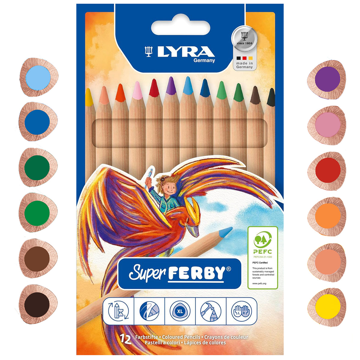 Lyra Super Ferby Buntstifte · 12 Farben · dreiflächig