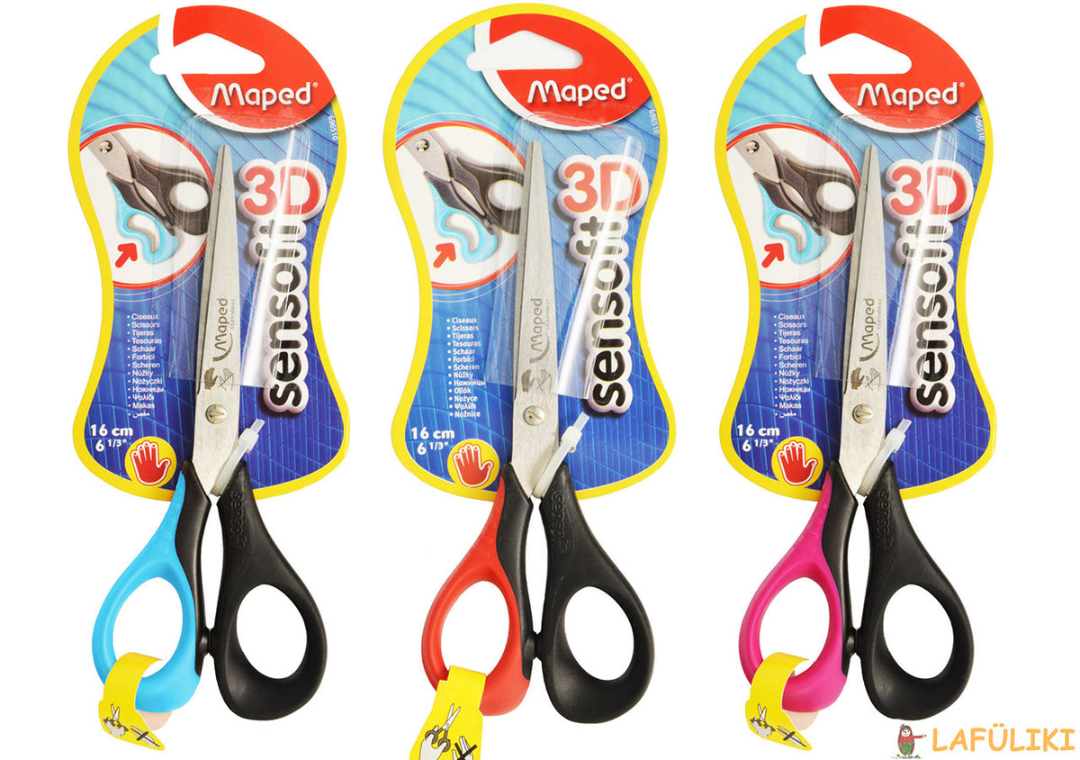 Maped-Linkshaender-Schere-Sensoft-3D-16cm-Flexgriffe-ovp-lafueliki
