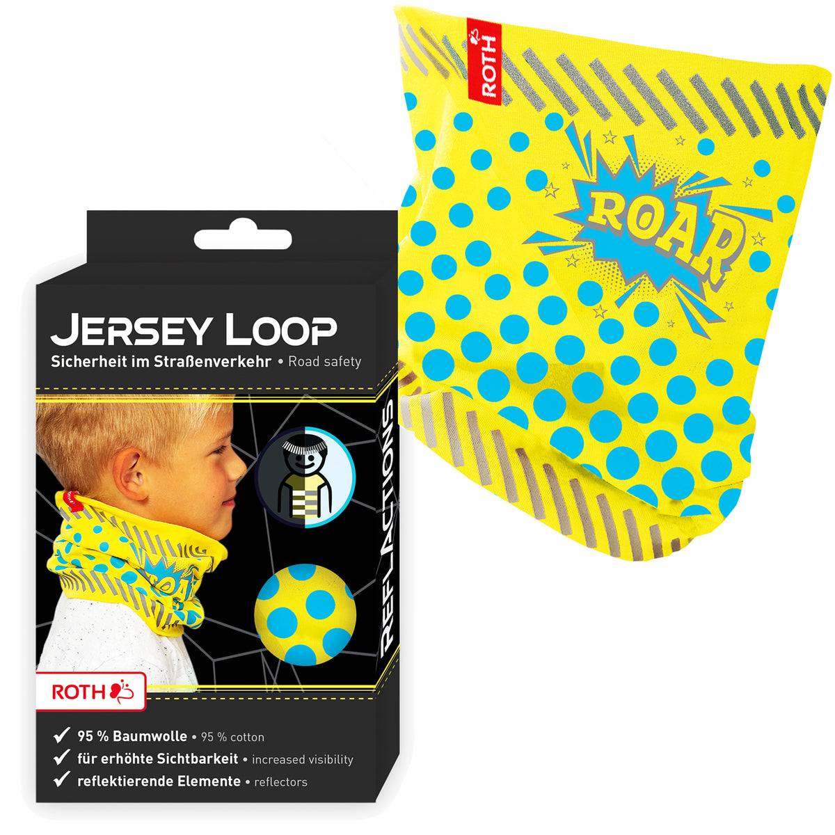 Roth-Jersey-Loop-reflektierender-Schlauch-Schal-Kinder-gelb-89320-kaufen-lafueliki