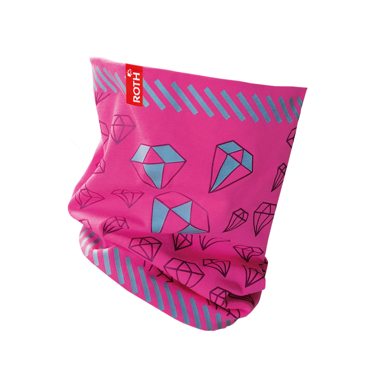Roth-Jersey-Loop-reflektierender-Schlauch-Schal-Kinder-pink-Diamant-89319-offen-kaufen-lafueliki