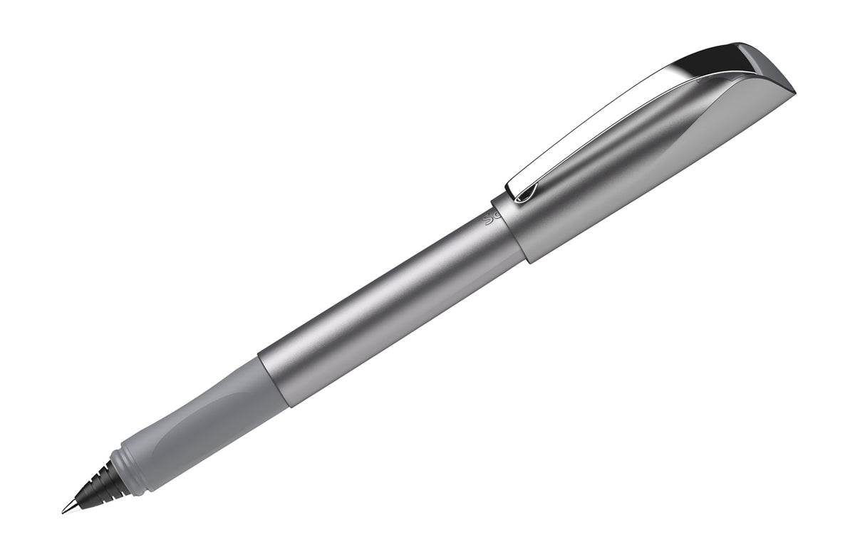 Schneider-Tintenroller-Ceod-Shiny-grau-silber-mit-metallspitz-nicht-radierbar-186221-kappe-auf-stift-lafueliki