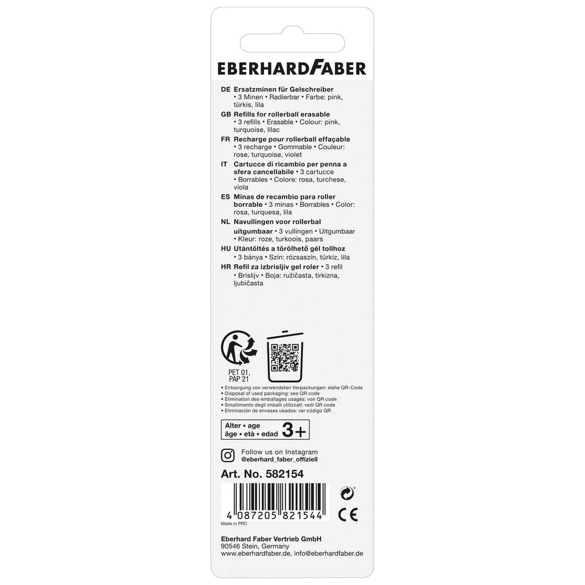 Eberhard Faber Erase It! Ersatzminen 3er Set Colors · pink, türkis, lila · radierbar