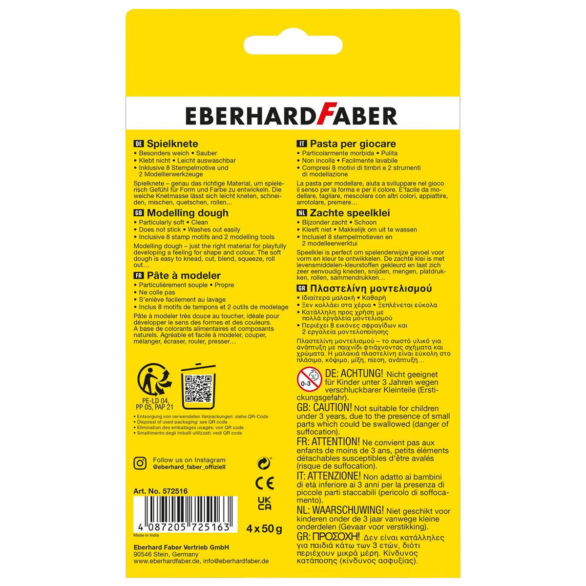 EBERHARD FABER Spielknete · 4er Set · 4x50 g · inkl. 2 Werkzeuge · Sonderfarben